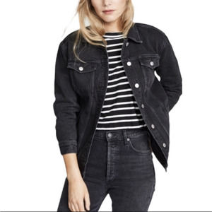 Madewell Womens Raglan Oversized Jean Jacket In Lunar Wash Black S NWOT M4230